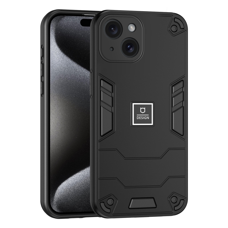 

For iPhone 15 2 in 1 Shockproof Phone Case(Black)