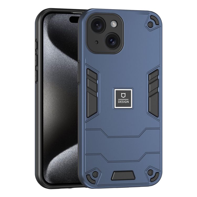 

For iPhone 15 2 in 1 Shockproof Phone Case(Blue)