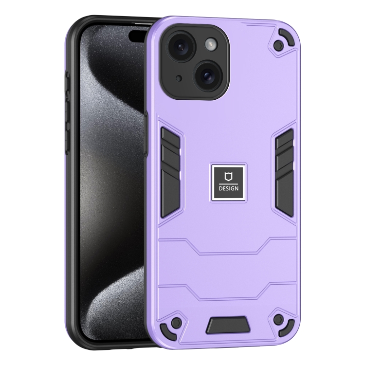 

For iPhone 15 2 in 1 Shockproof Phone Case(Purple)