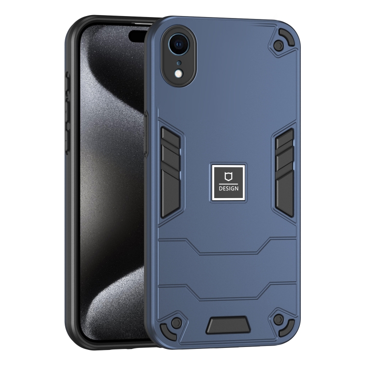 

For iPhone XR 2 in 1 Shockproof Phone Case(Blue)