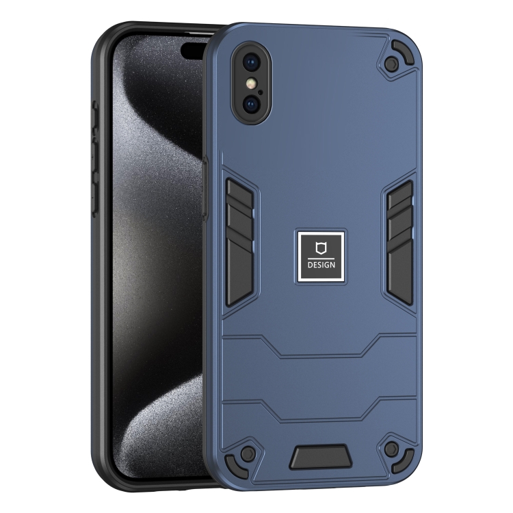 

For iPhone XS Max 2 in 1 Shockproof Phone Case(Blue)