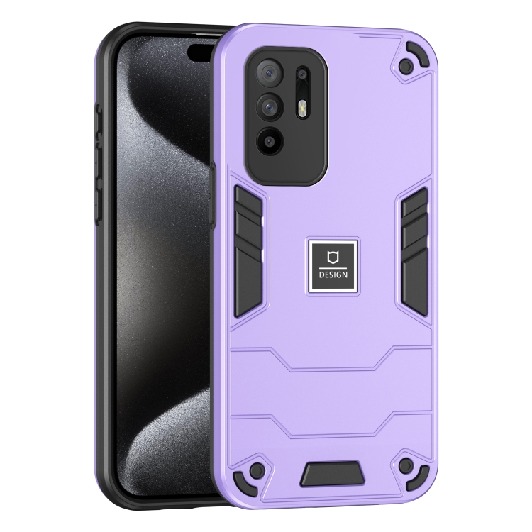

For OPPO F19 Pro+ 2 in 1 Shockproof Phone Case(Purple)
