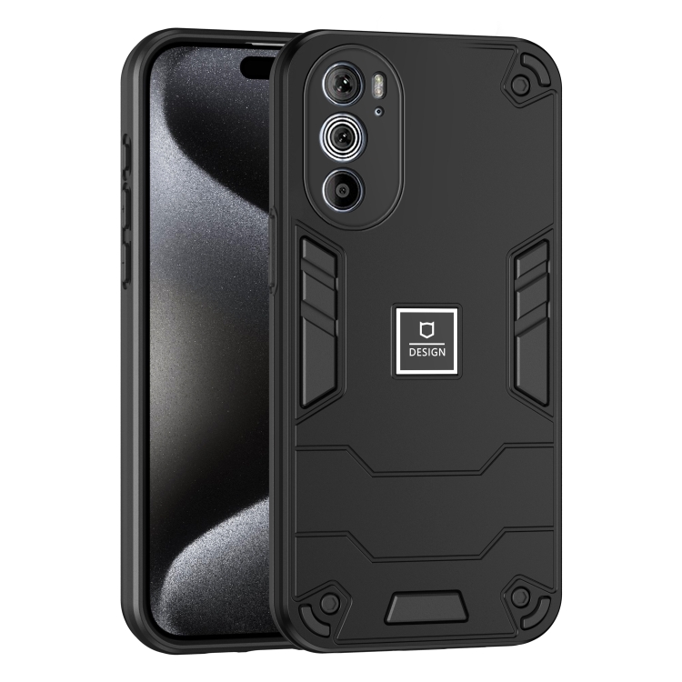 

For Motorola Edge 30 Pro 2 in 1 Shockproof Phone Case(Black)