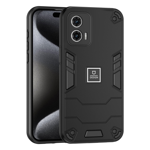 

For Motorola Moto G73 2 in 1 Shockproof Phone Case(Black)