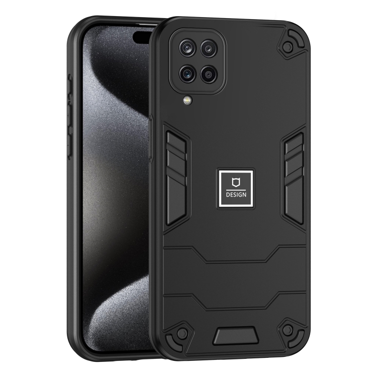 

For Samsung Galaxy A12 2 in 1 Shockproof Phone Case(Black)