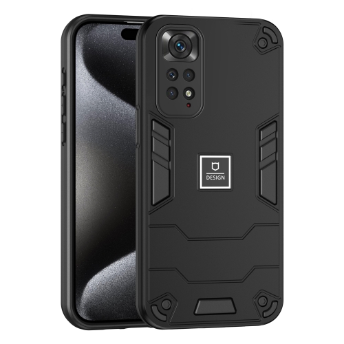 

For Xiaomi Redmi Note 11 4G Global 2 in 1 Shockproof Phone Case(Black)