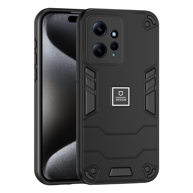 

For Xiaomi Redmi Note 12 4G Global 2 in 1 Shockproof Phone Case(Black)
