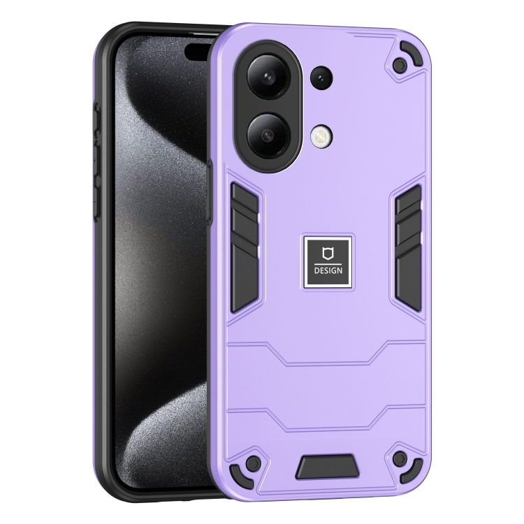 

For Xiaomi Redmi Note 13 4G Global 2 in 1 Shockproof Phone Case(Purple)