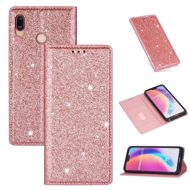 For Huawei P20 Lite Ultrathin Glitter Magnetic Horizontal Flip
