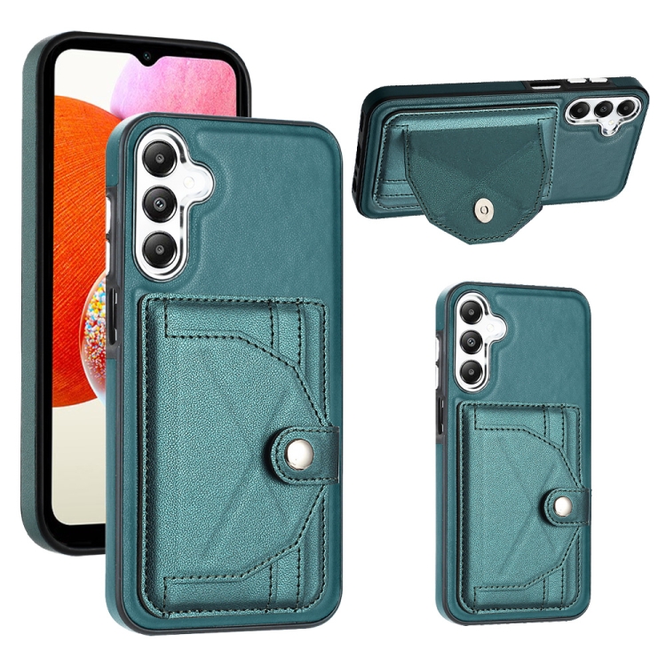 

For Samsung Galaxy A15 Shockproof Leather Phone Case with Card Holder(Green)