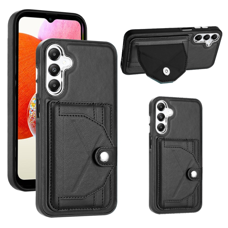 

For Samsung Galaxy A15 Shockproof Leather Phone Case with Card Holder(Black)