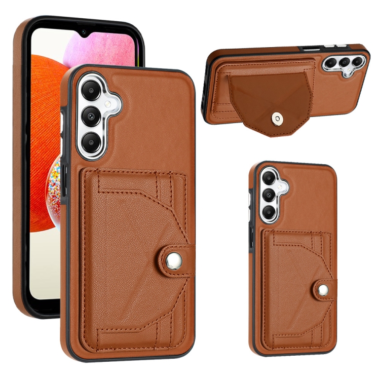 

For Samsung Galaxy A15 Shockproof Leather Phone Case with Card Holder(Brown)