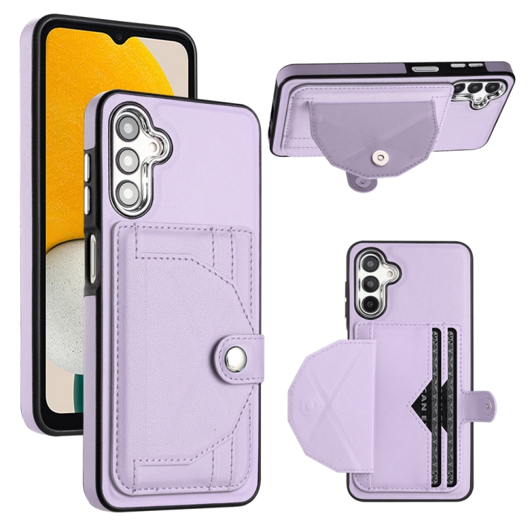 

For Samsung Galaxy A24 4G Shockproof Leather Phone Case with Card Holder(Purple)