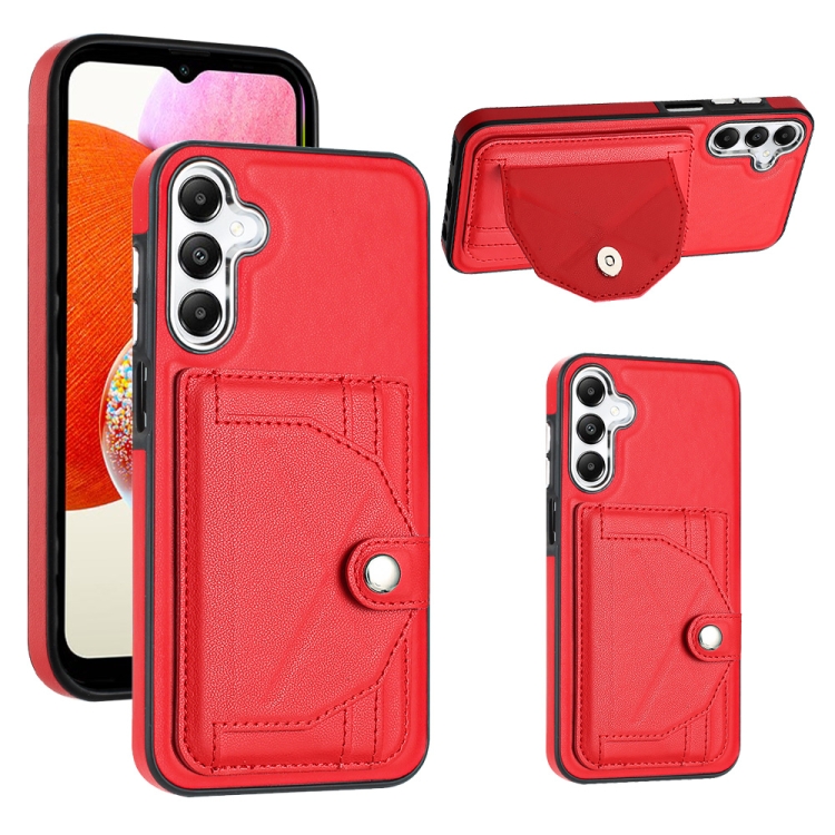 

For Samsung Galaxy A25 5G Shockproof Leather Phone Case with Card Holder(Red)