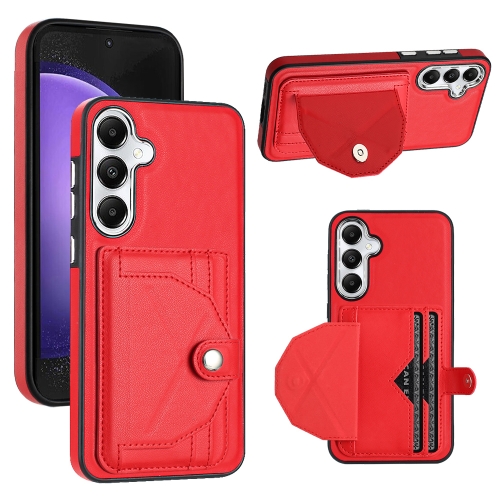 

For Samsung Galaxy S23 FE 5G Shockproof Leather Phone Case with Card Holder(Red)