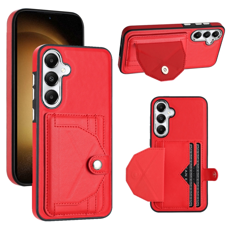 

For Samsung Galaxy S24 5G Shockproof Leather Phone Case with Card Holder(Red)