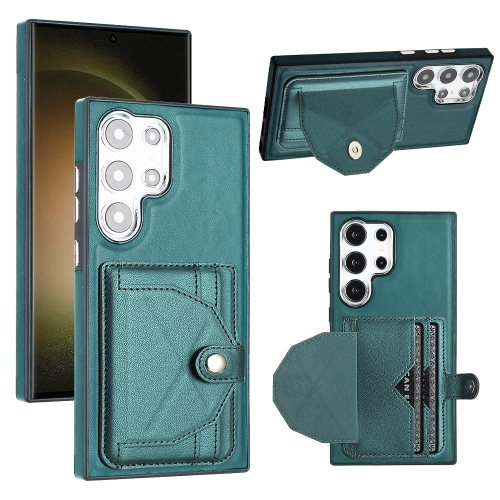 

For Samsung Galaxy S24 Ultra 5G Shockproof Leather Phone Case with Card Holder(Green)
