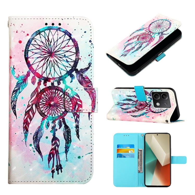 

For Xiaomi Redmi Note 13 5G Global 3D Painting Horizontal Flip Leather Phone Case(Color Drop Wind Chimes)