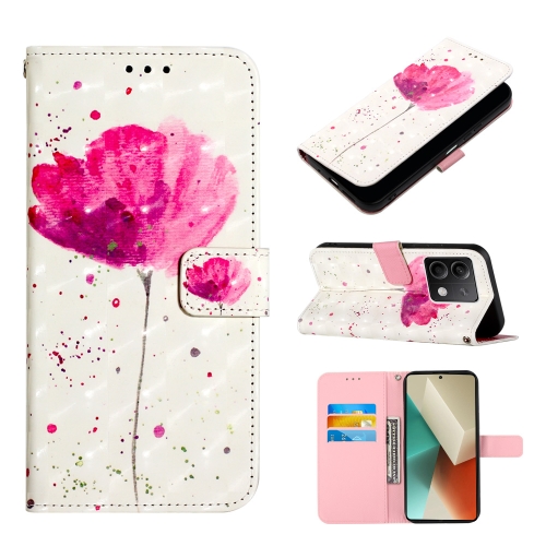 

For Xiaomi Redmi Note 13 5G Global 3D Painting Horizontal Flip Leather Phone Case(Flower)