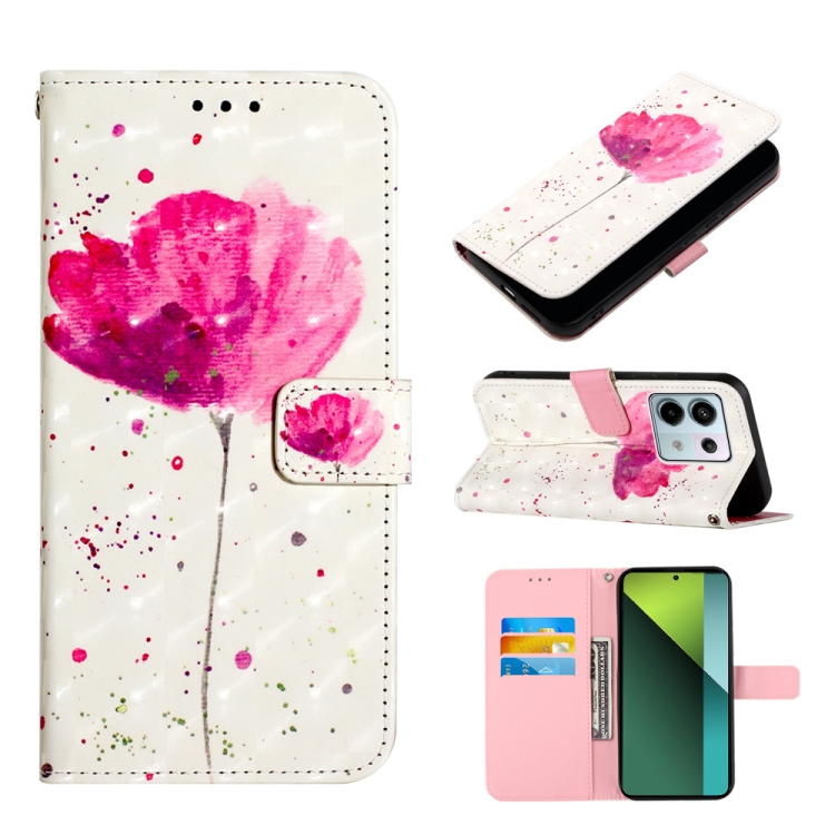 

For Xiaomi Redmi Note 13 Pro 5G Global 3D Painting Horizontal Flip Leather Phone Case(Flower)