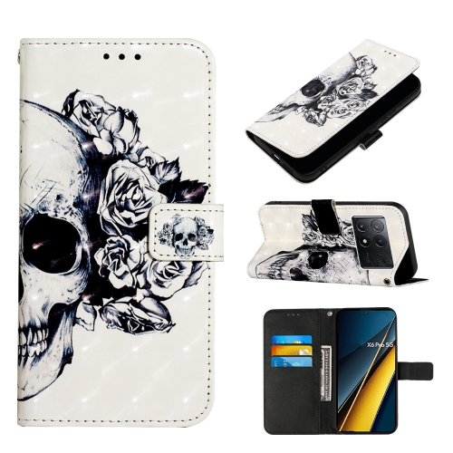 

For Xiaomi Redmi K70E 3D Painting Horizontal Flip Leather Phone Case(Skull)