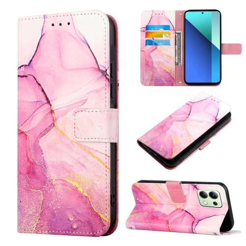 

For Xiaomi Redmi Note 13 4G Global PT003 Marble Pattern Flip Leather Phone Case(Pink Purple Gold)