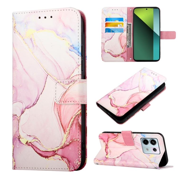 

For Xiaomi Redmi Note 13 Pro 5G Global PT003 Marble Pattern Flip Leather Phone Case(Rose Gold)