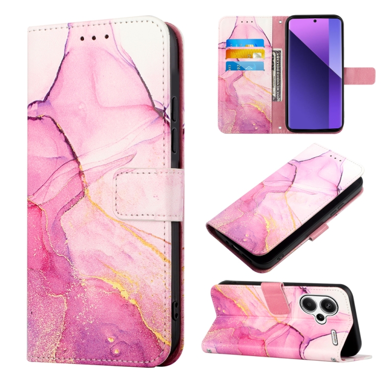 

For Xiaomi Redmi Note 13 Pro+ 5G PT003 Marble Pattern Flip Leather Phone Case(Pink Purple Gold)