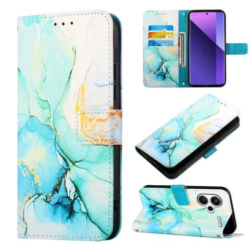 

For Xiaomi Redmi Note 13 Pro+ 5G PT003 Marble Pattern Flip Leather Phone Case(Green)