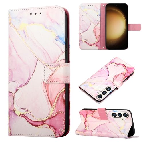 

For Samsung Galaxy S24 5G PT003 Marble Pattern Flip Leather Phone Case(Rose Gold)