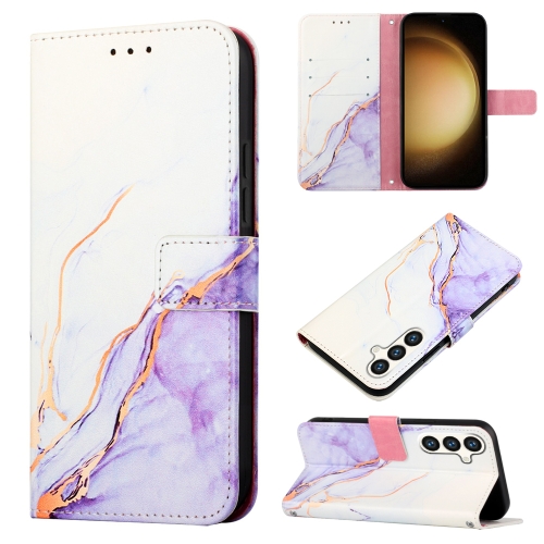 

For Samsung Galaxy S24 5G PT003 Marble Pattern Flip Leather Phone Case(White Purple)