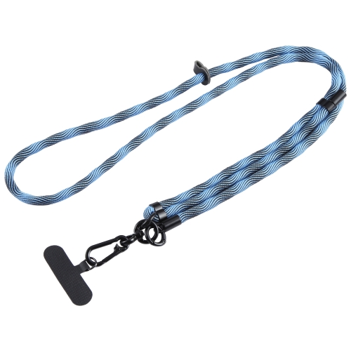 

7mm Adjustable Crossbody Mobile Phone Anti-Lost Lanyard with Clip, Length: 75-150cm(Water Pattern Blue Black)