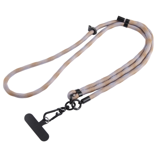 

7mm Adjustable Crossbody Mobile Phone Anti-Lost Lanyard with Clip(Water Pattern Sky Blue Brown)