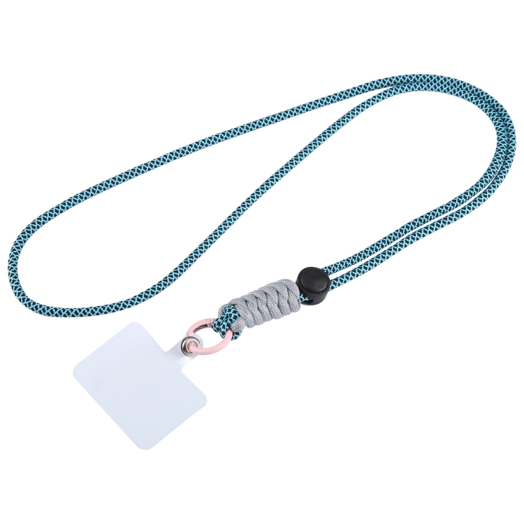 Longue lanière tressée pour téléphone universel (bleu + gris)