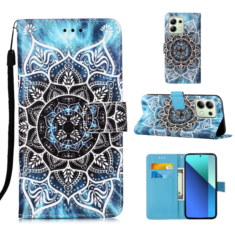 

For Xiaomi Redmi Note 13 4G Global Colored Drawing Pattern Plain Weave Leather Phone Case(Undersea Mandala)