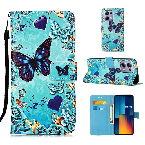 

For Xiaomi Redmi Note 13 Pro 4G Global Colored Drawing Pattern Plain Weave Leather Phone Case(Caring Butterfly)