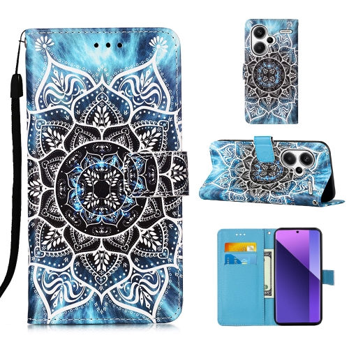 

For Xiaomi Redmi Note 13 Pro+ 5G Colored Drawing Pattern Plain Weave Leather Phone Case(Undersea Mandala)