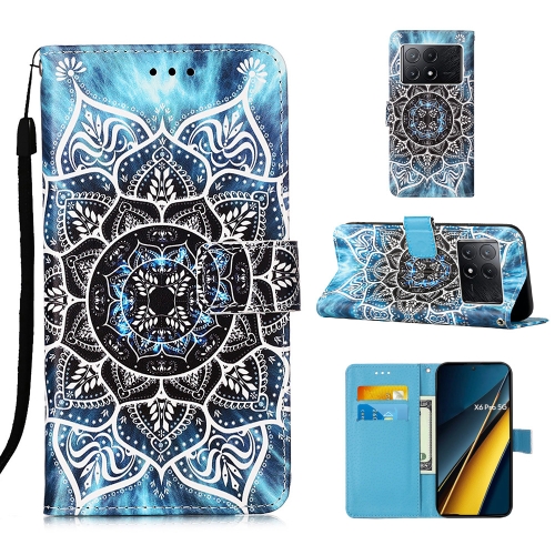 

For Xiaomi Poco X6 Pro Colored Drawing Pattern Plain Weave Leather Phone Case(Undersea Mandala)