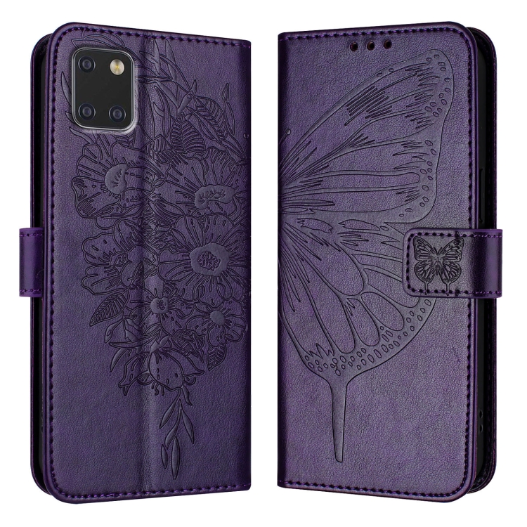

For Samsung Galaxy A81 / M60s /Note10 Lite Embossed Butterfly Leather Phone Case(Dark Purple)
