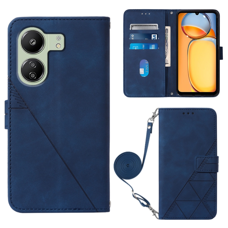 

For Xiaomi Redmi 13C Crossbody 3D Embossed Flip Leather Phone Case(Blue)