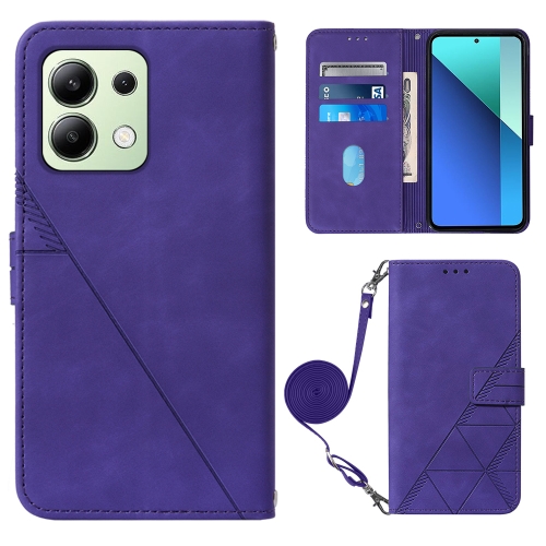 

For Xiaomi Redmi Note 13 4G Global Crossbody 3D Embossed Flip Leather Phone Case(Purple)