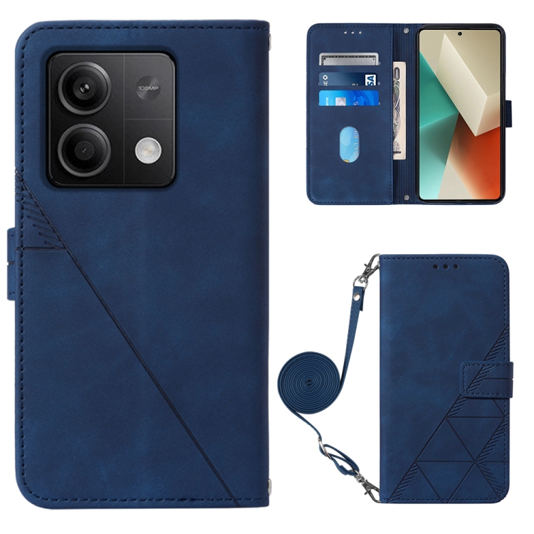

For Xiaomi Redmi Note 13 5G Global Crossbody 3D Embossed Flip Leather Phone Case(Blue)