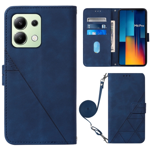 For Xiaomi Redmi Note 13 Pro 4G Global Crossbody 3D Embossed Flip Leather Phone Case(Blue) for xiaomi redmi note 10 4g 10s four leaf embossed leather phone case blue