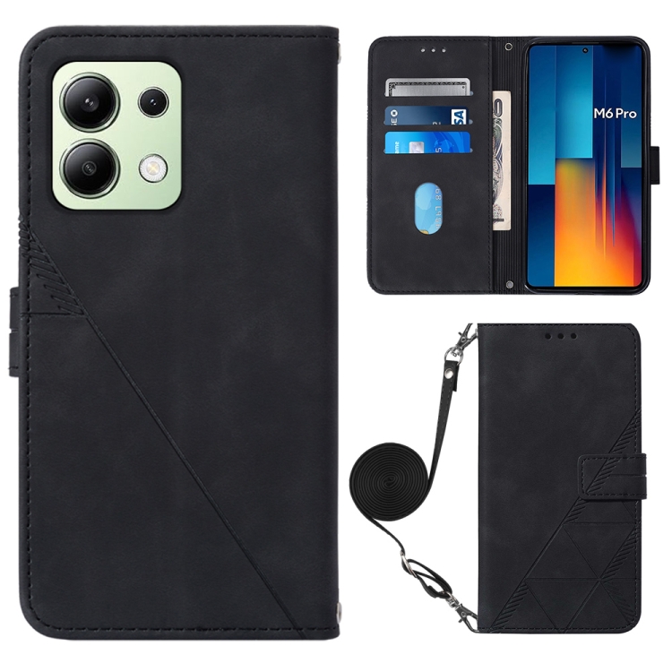 

For Xiaomi Redmi Note 13 Pro 4G Global Crossbody 3D Embossed Flip Leather Phone Case(Black)