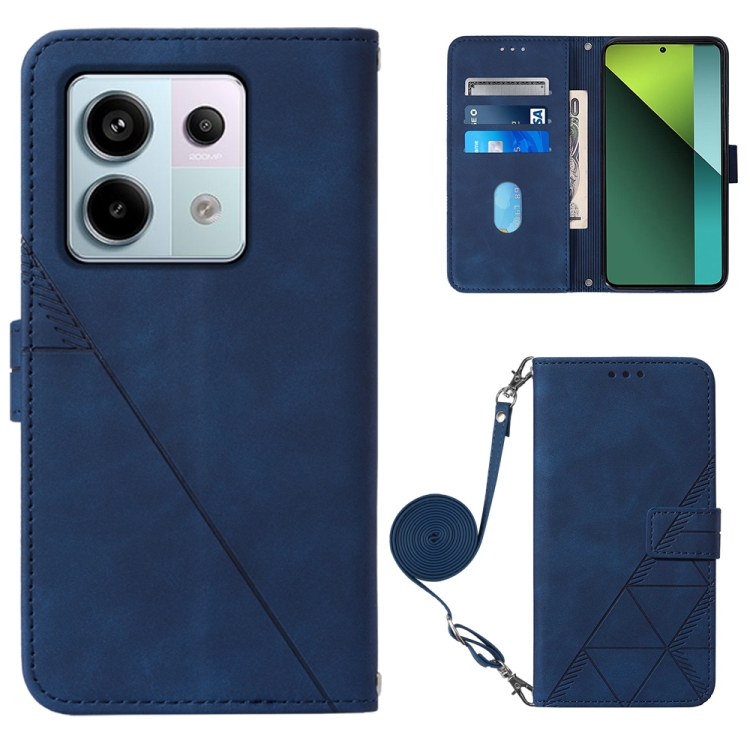 

For Xiaomi Redmi Note 13 Pro 5G Global Crossbody 3D Embossed Flip Leather Phone Case(Blue)