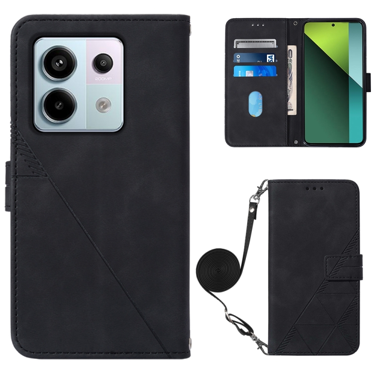 

For Xiaomi Redmi Note 13 Pro 5G Global Crossbody 3D Embossed Flip Leather Phone Case(Black)