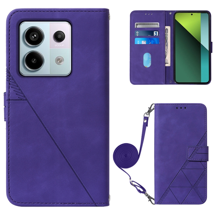 

For Xiaomi Redmi Note 13 Pro 5G Global Crossbody 3D Embossed Flip Leather Phone Case(Purple)