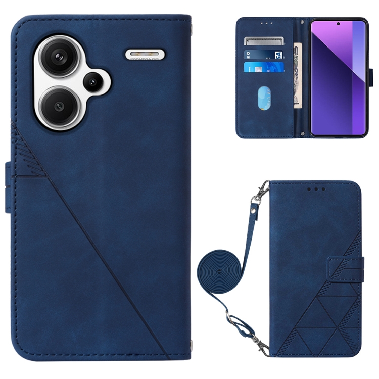 

For Xiaomi Redmi Note 13 Pro+ 5G Crossbody 3D Embossed Flip Leather Phone Case(Blue)