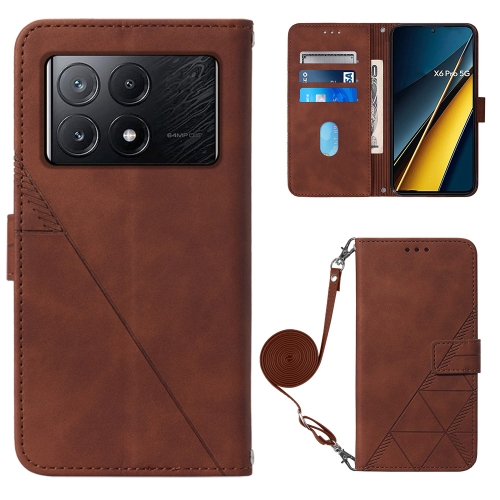 For Xiaomi Redmi K70E Crossbody 3D Embossed Flip Leather Phone Case(Brown) retractable rods adjustable clothing fork with for household aluminum lengthening modern simplicity hook design convenient quick