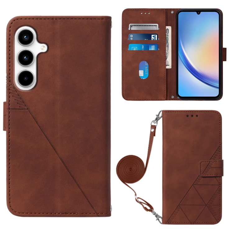 

For Samsung Galaxy A35 5G Crossbody 3D Embossed Flip Leather Phone Case(Brown)